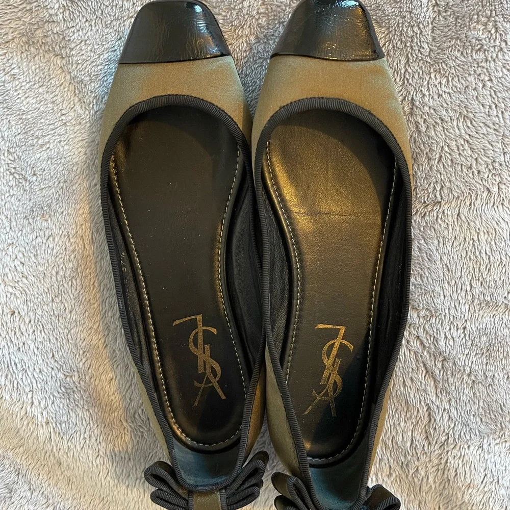 YSL flat shoes , size 7.5 ,in black kaki color - Picture 3 of 16